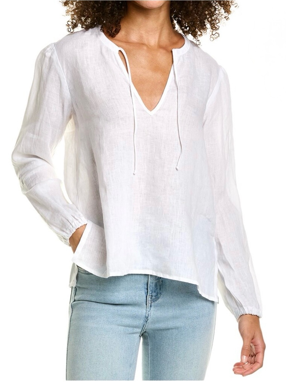 James Perse white linen long-sleeved peasant blouse tunic (size 3/large)